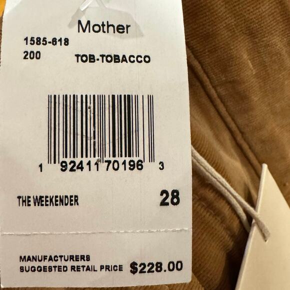 NWT Mother The Weekender High Rise Flare Corduroy Pants Tobacco Brown Size 28 - Picture 6 of 10